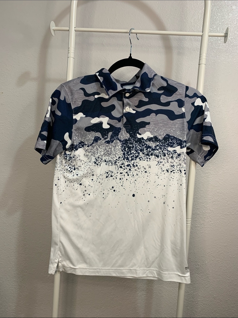 DSG Golf Navy, Gray & White Camo Splash Polo